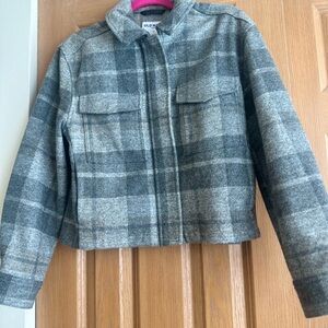 Old Navy Kids Plaid Pea Coat in Gray